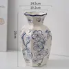 Porcelana Azul y Blanco China de Alta Gama Retro Entrada Jarrón de Cerámica Hogar Sala de Estar Arreglo Floral Adornos Decorativos Flores Frescas Hidropónicas