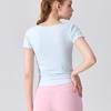 Conjunto de Yoga Versátil com Gola Polo Aberta Camiseta Feminina Verão Roupa Externa Macia Respirável Elástica Ajustada Conjunto de Yoga Top de Manga Curta
