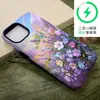 Capa de Celular Popular Flor Pintura a Óleo Roxa para Apple 17Pm, Capa de Camada Dupla Anti-Colisão com Proteção de Película