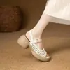 Sandalias Romanas de Plataforma con Tacón Grueso Tejido y Punta Abierta para Mujer 2026 Verano Nuevo Impermeables de Una Correa Suela Suave Piel Suave Zapatos de Mujer