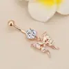 Europeu e Americano Perfurador de Corpo Humano Argola de Umbigo com Rosca Borboleta Diamante Unha de Umbigo Estilo Ins Moda Fivela de Umbigo Joia