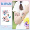 Pegatinas de Tatuaje de Gato Lindo para Niños con Purpurina Impermeables Femeninas de Larga Duración Gama Alta Brazo Espalda Purpurina Fina Dibujo Animado Pintado a Mano