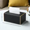 Los fabricantes de cajas de pañuelos pueden personalizar cajas de pañuelos de cuero modernas y sencillas para oficinas y hoteles, cajas de servilletas de lujo ligero
