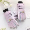 Guantes de Esquí para Mujer, Diseño de Cachorro de Dibujos Animados, Ciclismo al Aire Libre para Estudiantes, A Prueba de Frío, Forrados de Felpa, Engrosados, Compatibles con Pantalla Táctil, Guantes Cálidos de Invierno