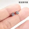 Brincos Quadrados de Trevo de Quatro Folhas para Mulheres Prata de Lei S925 Brincos Mini Pequenos Moda Japonesa e Coreana Elegantes Brincos de Zircônia Azul