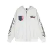 Jaqueta Moletom com Capuz Magic Bear Outono/Inverno Nova Chegada Estilo Esportivo Retrô Americano Listrado Bordado Cardigan Fechamento em Zíper