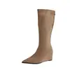 Botas Largas de Tacón de Cuña para Mujer 2026 Otoño/Invierno Nuevas Botas Elásticas Ajustadas Botas de Jinete Botas Largas Botas de Tacón Alto de Punta Fina