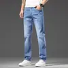 Pantalones vaqueros de marca de moda de primavera y verano para hombre, rectos, ajustados, elásticos, casuales, de moda para hombre, de alto nivel, combinables con todo, pantalones largos casuales.