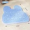 Escorregador de pés em formato de coelho de silicone, tapete antiderrapante para banho de pés com massagem para o banheiro, com ventosas para remover pele morta, uma ferramenta de banho conveniente para pessoas preguiçosas no chuveiro
