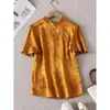 Nueva camisa de manga acampanada con diseño de hebilla estilo chino Camiseta de verano nicho retro top de manga corta jacquard con hebilla diagonal