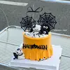 Decoração de Bolo de Halloween 2025 Cartão Acrílico de Halloween Teia de Aranha Filhote de Diabo Gato Ornamentos