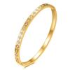 Pulsera Abierta de Acero Inoxidable 304 con Incrustaciones de Diamantes de una Sola Fila Ovalada de 4 mm, Estilo Europeo y Americano, Nueva, Venta Caliente al por Mayor
