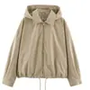 Moda europea y americana transfronteriza para mujer, popular en AliExpress: Chaqueta casual estilo francés con capucha desmontable
