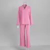 Conjunto de Pijama de Manga Larga y Pantalón Largo con Volantes Transfronterizo Pijama Cardigan Nuevo Otoño 2025 Europeo y Americano Ropa de Casa de Comercio Exterior