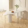 Mesa de jantar de placa de rocha branca pura estilo creme e combinação de cadeira moderna simples pequena mesa de jantar semicircular doméstica