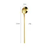 Acero Inoxidable 304 Cuchara Redonda Pequeña Dorada Cuchara para Remover Café Cuchara para Postre Nido de Pájaro Mango Largo Cuchara para Condimentos Puede Grabar Logo Láser