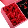 Caja de Joyería de Flores Preservadas para el Día de San Valentín Cubierta Cielo y Tierra Seis Rosas Caja de Regalo para el Día de San Valentín Chino Caja para Anillo Caja para Collar con Colgante