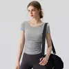 2026 Nueva Camiseta Deportiva de Manga Corta Ajustada para Yoga para Mujer, Ropa Deportiva para Exteriores, Running, Fitness, Entrenamiento, Top