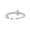 Anillo Apilable Simple en Forma de T con Diamantes Completos Banda Ultradelgada Anillo Pequeño de Diamante Anillo Apilable Cruzado Estilo INS Anillo para el Dedo Meñique de Lujo Ligero