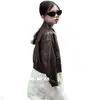 Chaqueta de primavera y otoño para niños y niñas 2026 nueva chaqueta vintage de cuero PU, abrigo de cuero casual, top elegante, fresco y moderno