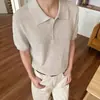 Camisa Polo Casual Masculina, Gola Estilosa, Malha Respirável de Verão, Nova Camiseta Masculina Versátil de Manga Curta Slim Fit