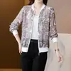 Chaqueta protectora solar de seda de hielo de gasa para mujer, abrigo fino para primavera y verano, nuevo estilo coreano, corte holgado, talla grande, chaqueta estampada de manga larga