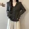 Cardigan de malha versátil de manga longa com lapela, estilo simples, slim fit, novo design estilo coreano para outono, tamanho plus size