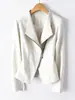Chaqueta de Cuero Ajustada para Mujer, Estilo Motero de Otoño, Cuello Solapa, Cremallera, Directo de Fábrica, En Stock, Moda Femenina Transfronteriza, Tipo Ajustado