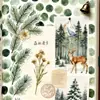 Papel de Material Nuevo 24 Hojas Tamaño Grande 30X30Cm Bosque Verde Acuarela Alce Álbum de Recortes Papel de Fondo Navideño