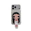 Funda de Silicona con Soporte Tridimensional de Lunares Florales Adecuada para iPhone 17 Pro Max, Apple 16/15 Pro Anti-Caídas