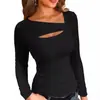 Novo Produto de Verão Amazon Mais Vendido Sexy Slim-Fit Manga Curta Camiseta Top para Mulheres Roupas Femininas Europeias e Americanas Transfronteiriças