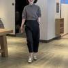 23223 Da Ai Mei Yi Yuan Verano 2026 Nuevo Estilo Europeo Camisa de Manga de Cinco Cuartos con Cuello Polo de Color Sólido Pantalones Casuales para Mujer