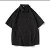 Verão Nova Camisa Masculina de Manga Curta Japonesa Cor Sólida Simples Slim com Lapela para Homens