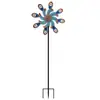 Estaca de chão para cata-vento de ferro retrô para exterior, cata-vento de metal rotativo de dupla face, ornamento decorativo para jardim, pátio e gramado