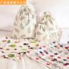 Bolsa de almacenamiento de viaje de algodón y lino estampada, bolsa de equipaje con bolsillo y cordón, bolsa de almacenamiento de ropa, bolsa de acabado, venta al por mayor de fábrica
