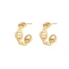 Los Pendientes de Acero de Titanio Más Populares de Amazon para Mujer Pendientes Calados en Oro de 18K Pendientes Metálicos Geométricos Elegantes con Textura Venta al por Mayor