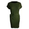Vestido ajustado con bolsillos y cuello alto para mujer, estilo europeo y americano, nuevo, de manga corta, con cordones y lazo, cintura alta, ajustado y adelgazante