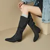 Wish Supply Botas Western de Tacón Alto Puntiagudas Invierno 2025 Nuevas Talla 32-48 Caña Alta Botas para Mujer