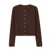 Cárdigan de Punto Redondo de Color Puro con Rayas Suaves Estilo Coreano Tg para Mujer Otoño 2024 Nuevo Suéter Versátil 23432