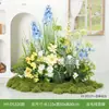 Arreglo de Flores Artificiales y Plantas Verdes HY-DS3 para Decoración de Fondo de Boda, Flor de Mesa, Decoración de Mesa de Comedor, Decoración de Flores Falsas de Lujo Ligero