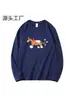 Camiseta de Manga Larga Azul Oscuro Cuello Redondo 100% Algodón para Mujer Primavera Otoño Nuevo Estampado de Dibujos Animados Little Pony Casual Holgado Top Capa Base