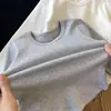 Camiseta de Menina para Primavera e Outono Bebê Estilosa Personalidade Infantil Tendência Versão Coreana Moda Cor Sólida Simples Irregular Camisa Base