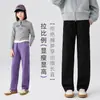Pantalones Rectos Forrados de Felpa para Niñas Otoño e Invierno 2025 Pantalones Casuales para Niños Mayores Pantalones Ajustados Adelgazantes Engrosados