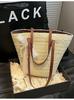 Bolso de Paja de Gran Capacidad para Mujer Transfronterizo 2025 Nuevo Bolso de Playa Bolso Cubo Tejido Cesta de Verduras Bolso Tote de Viaje