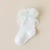 Calcetines de princesa para bebé niña estilo japonés bordado encaje moño calcetines para bebé calcetines de algodón para niños calcetines blancos transfronterizos