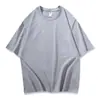 Camiseta de Algodón Puro 180g Cuello Redondo Hombro Caído Pequeño Corte Holgado para Jóvenes Hombres y Mujeres con Logo Estampado Color Caramelo
