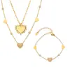 Amazon Moda Acero Inoxidable Incrustado Circonita Corazón Pulsera Collar Conjunto Popular Europeo y Americano Joyería Nueva Venta al por Mayor