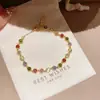 Pulsera Corazón de Zirconia de Colores Electrochapada en Oro Real de 14K, Pulsera de Lujo Ligero de Gama Alta, Joyería Nicho Súper Brillante Estilo Coreano para Mujeres
