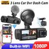 Gravador de Condução HD 1080P com Três Lentes, Mesmo Display com Imagem de Ré, Celular Wifi Car Dvr
