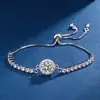 Pulseira Imitação Moissanite de Dois Quilates Corte Princesa para Mulheres, Joia de Pulseira Elegante Versátil de Nicho
